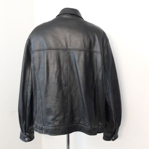 Guess Genuine Leather Men’s Jacket XXL Multi Pockets Front Zip - Picture 7 of 11